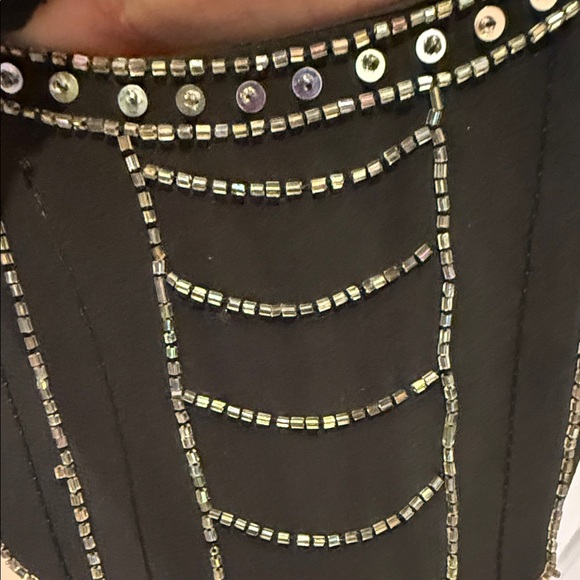 Romeo & Juliet Couture Black Beaded Dress NWT - Picture 4 of 10